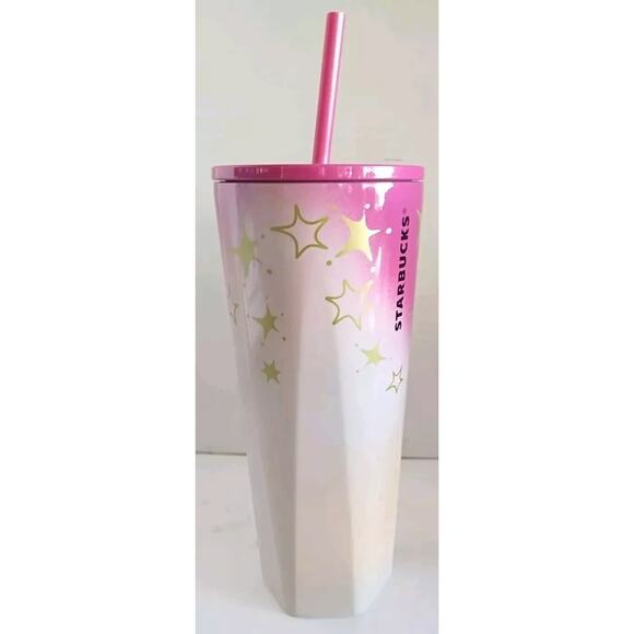 Starbucks Christmas Holiday 2024 Pink & Gold Stars Stainless-Steel Venti Tumbler - Picture 5 of 7